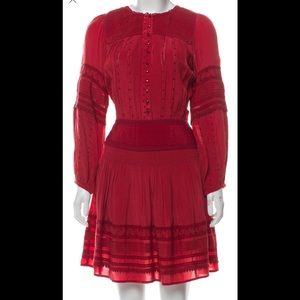 Sea New York Red Embroidered Silk dress size 2